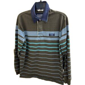 L.L. Bean Traditional Fit Blue Striped Rugby Long Sleeve Men's Size S 501144